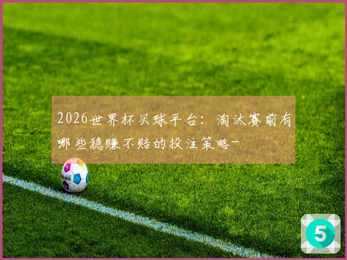2026世界杯买球平台：淘汰赛前有哪些稳赚不赔的投注策略-